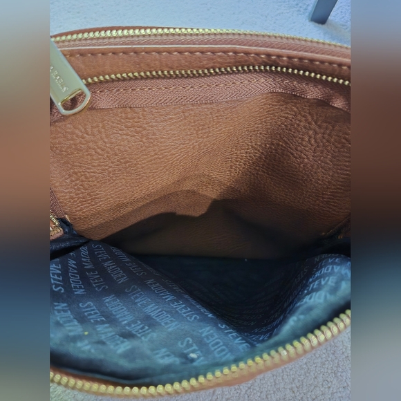 Brown Genuine Leather Steve Madden Shoulder Bag with Tassles - Picture 5 of 6